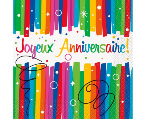 Paper napkins Joyeux Anniversaire, 16 pcs.