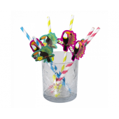Drinking straws with Tucan deco card, 6 pcs