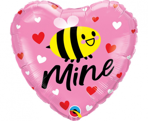 Folija balons 18" QL HRT Bee Mine Hearts