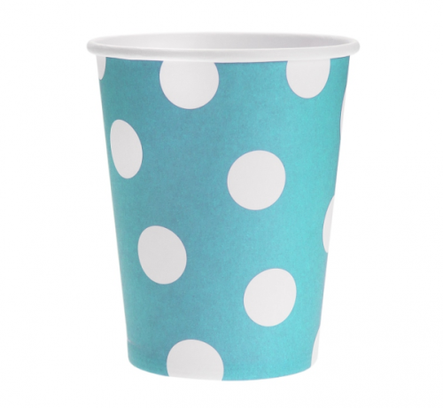 Paper cups Polka Dot, blue, 270 ml /  6 pcs