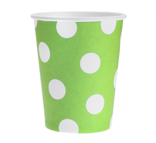 Paper Cups Polka Dots, green, 270 ml / 6 pcs
