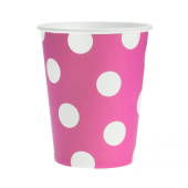 Paper Cups Polka Dots, magenta, 270 ml /  6 pcs