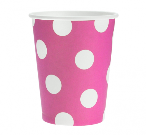 Paper Cups Polka Dots, magenta, 270 ml /  6 pcs
