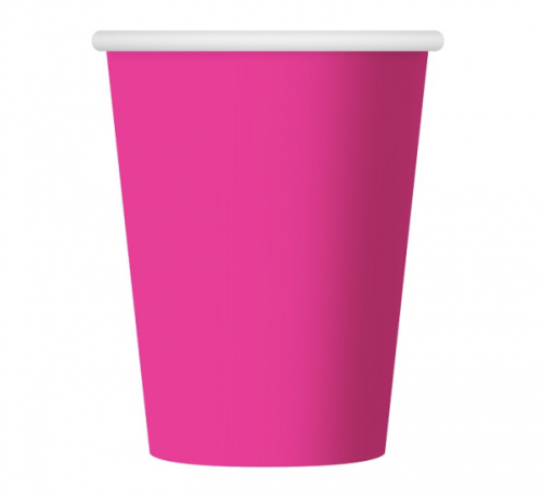 Paper cups, solid colour, pink, 270 ml / 6 pcs