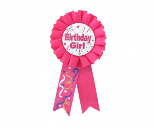 Birthday Girl badge, pink