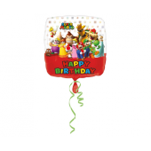 Standard Mario Bros Happy Birthday Foil Balloon Square S60 Packaged 43 cm
