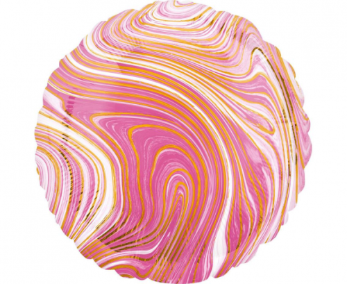 Standard Marblez Pink Circle Foil Balloon S18 Packaged