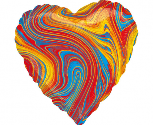 Standard Marblez Colorful Heart Foil Balloon S18 Packaged Standard Marblez Colorful Heart Foil Balloon S18 Packaged