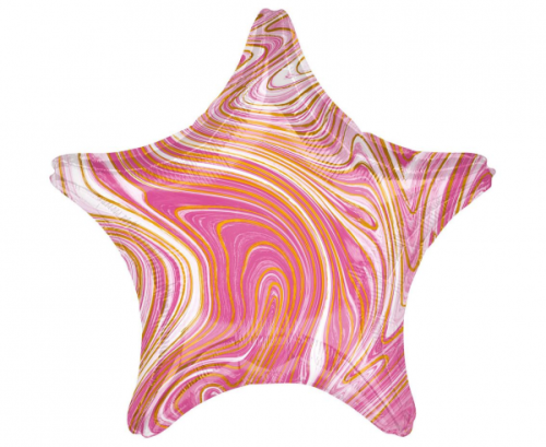 Standard Marblez Pink Star Foil Balloon S18 Packaged