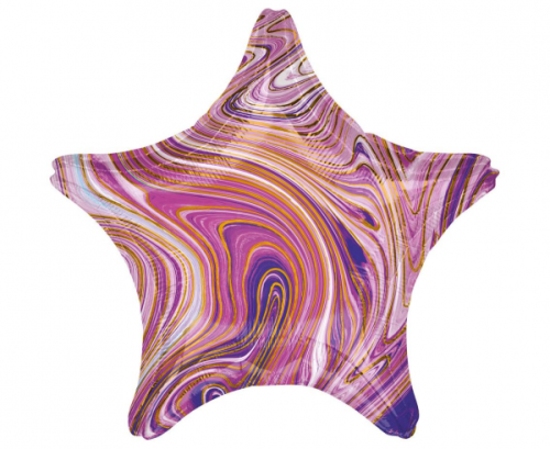 Standard Marblez Purple Star Foil Balloon S18 Packaged