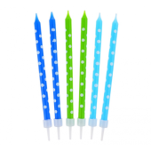 Dzimšanas dienas sveces Polka Dots, zils/zaļš, 24 gab