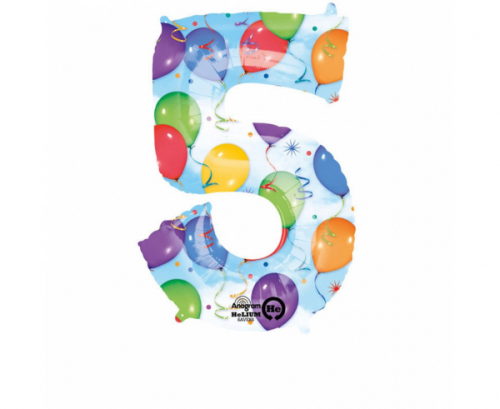 SuperShape Number 5 Balloons & Streamers Foil Balloon L34 Packaged 58cm x 86cm SuperShape Number 5 Balloons & Streamers Foil Balloon L34 Packaged 58cm x 86cm