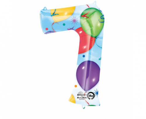 SuperShape Number 7 Balloons & Streamers Foil Balloon L34 Packaged 58cm x 88cm