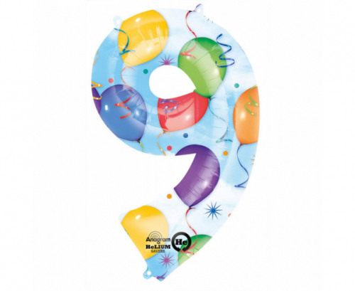 SuperShape Number 9 Balloons & Streamers Foil Balloon L34 Packaged 63cm x 86cm