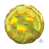 Standard Holographic Iridescent Yellow Circle Foil Balloon S55 Packaged