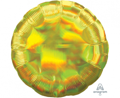 Standard Holographic Iridescent Yellow Circle Foil Balloon S55 Packaged