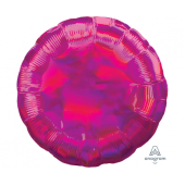 Standard Holographic Iridescent Magenta Circle Foil Balloon S55 Packaged