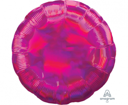 Standard Holographic Iridescent Magenta Circle Foil Balloon S55 Packaged
