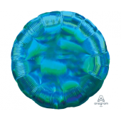 Standard Holographic Iridescent Cyan Circle Foil Balloon S55 Packaged