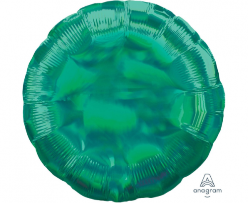 Standard Holographic Iridescent Green Circle Foil Balloon S55 Packaged