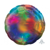 Standard Holographic Iridescent Rainbow Circle Foil Balloon S55 Packaged