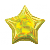 Standard Holographic Iridescent Yellow Star Foil Balloon S55 Packaged