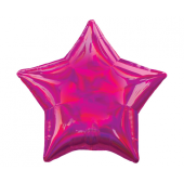 Standard Holographic Iridescent Magenta Star Foil Balloon S55 Packaged