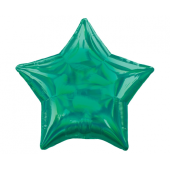 Standard Holographic Iridescent Green Star Foil Balloon S55 Packaged