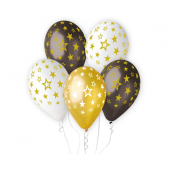 Balloon Premium Hel stars gold, 13 inches/ 6 pcs.