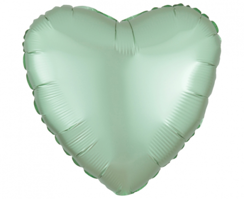 Standard Satin Luxe Mint Green Heart Foil Balloon S15 packaged