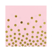 Papīra salvetes &quot;Zelta punktiņi&quot;, rozā, izmērs 33 x 33 cm, 12 gab.