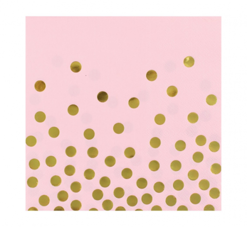 Papīra salvetes &quot;Zelta punktiņi&quot;, rozā, izmērs 33 x 33 cm, 12 gab.