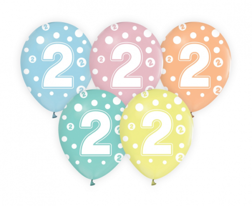 Balons ar ciparu 2, 12" / 5 gab.