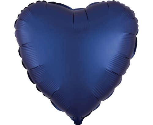 Standard Satin Luxe Navy Heart Foil Balloon S15 packaged