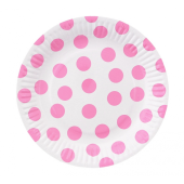 Plates of paper Polka dots (pink), 18 cm, 6 pcs