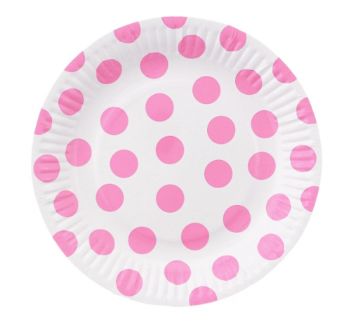 Plates of paper Polka dots (pink), 18 cm, 6 pcs