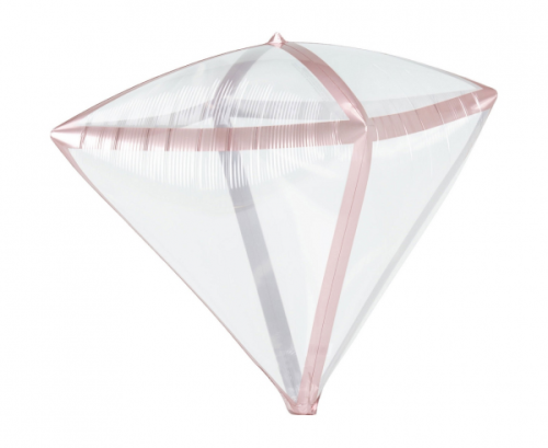 Diamondz Rose Gold Trim Foil Balloon G20 Bulk 38cm x 43cm