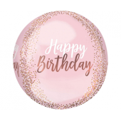 Orbz Rose Gold Blush Birthday Foil Balloon G20 packaged