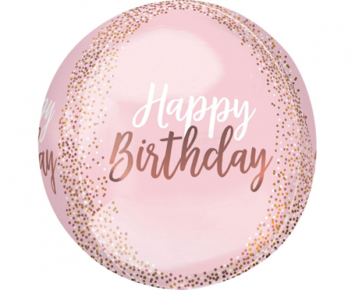 Orbz Rose Gold Blush Birthday Foil Balloon G20 packaged