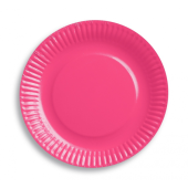 Paper plates, solid colour, pink, 18 cm, 6 pcs