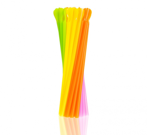 Tubes (straws) with spoon, fluor, 6x200 mm / 250 pcs