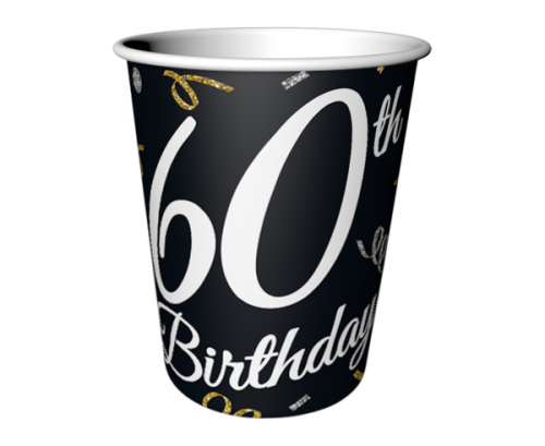 Paper cups B&C 60th Birthday, 6 pcs