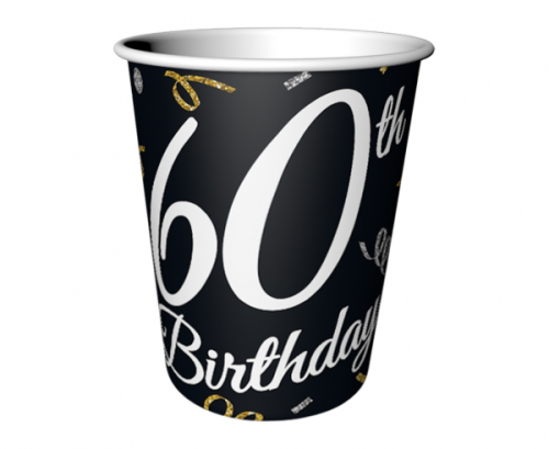 Paper cups B&C 60th Birthday, 6 pcs Paper cups B&C 60th Birthday, 6 pcs