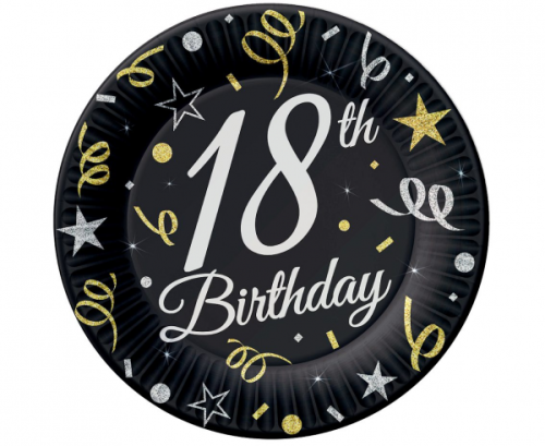 Тарелки бумажные B&C 18th Birthday, 23 см / 6 шт. Тарелки бумажные B&C 18th Birthday, 23 см / 6 шт.