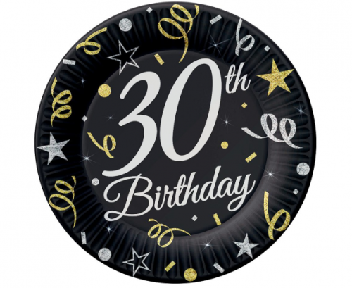 Бумажные тарелки B&C 30th Birthday, 23 см / 6 шт. Бумажные тарелки B&C 30th Birthday, 23 см / 6 шт.