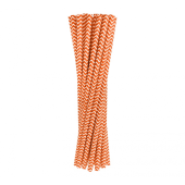 Paper straws, orange patterns, 6x197mm / 24 pcs