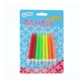 Birthday candles, neon 8/8, 4 colours; 7,8 cm
