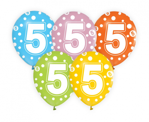 Balons ar ciparu 5, 12" / 5 gab.