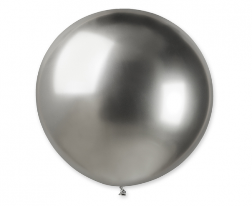 Воздушный шар сферической формы, серебристый хром, GB30, 80 см / 1 шт.