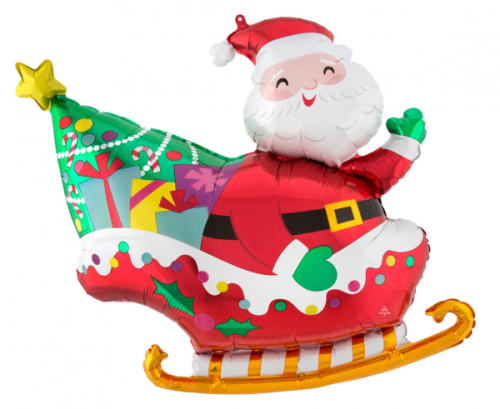 SuperShape Santa's Sleigh Foil Balloon P35 Packaged 76cm x 71cm